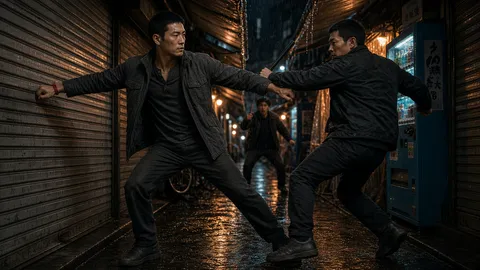 The fight breaks out in a shuttered market alley